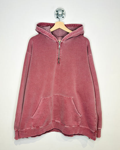 2000s Windriver Distressed & Faded Maroon 1/4 Zip Hoodie