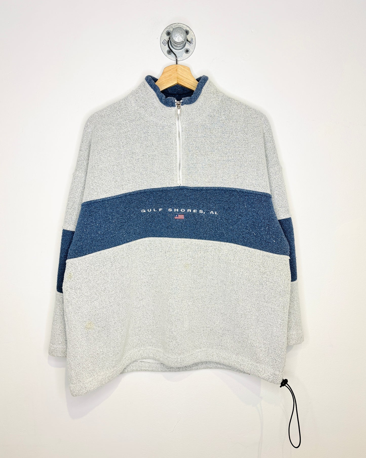 Vintage 90s Gulf Shores Alabama Grey & Blue 1/4 Zip Sweatshirt