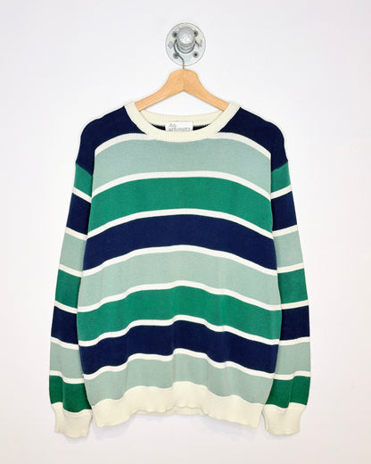 Vintage 90s North Country Navy & Green Striped Sweater