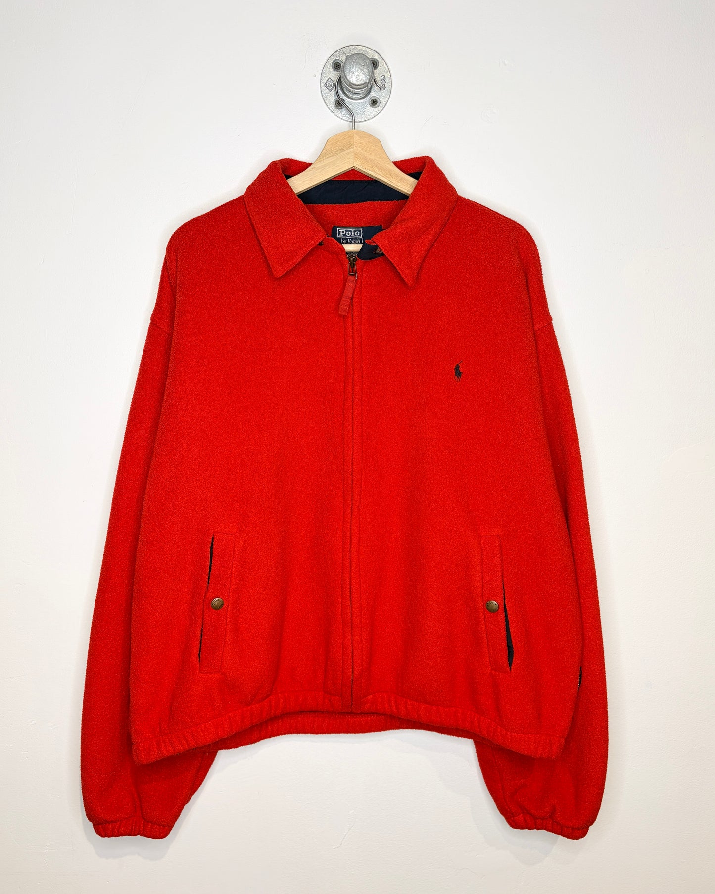 Vintage Polo Ralph Lauren Red Fleece Harrington Style Jacket