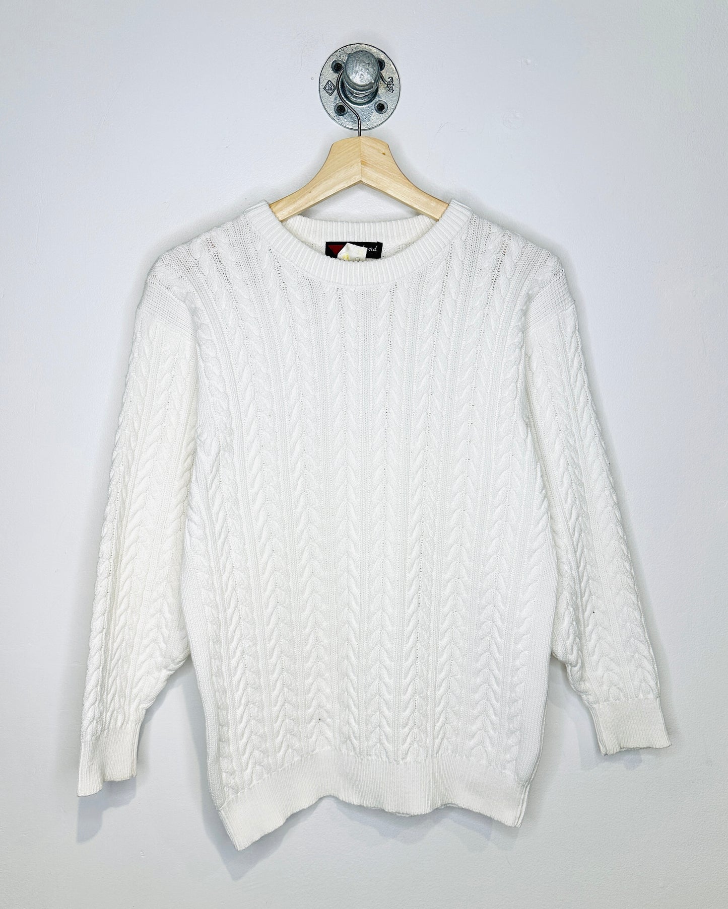Vintage 90s Weekend Elements White Cable Knit Sweater