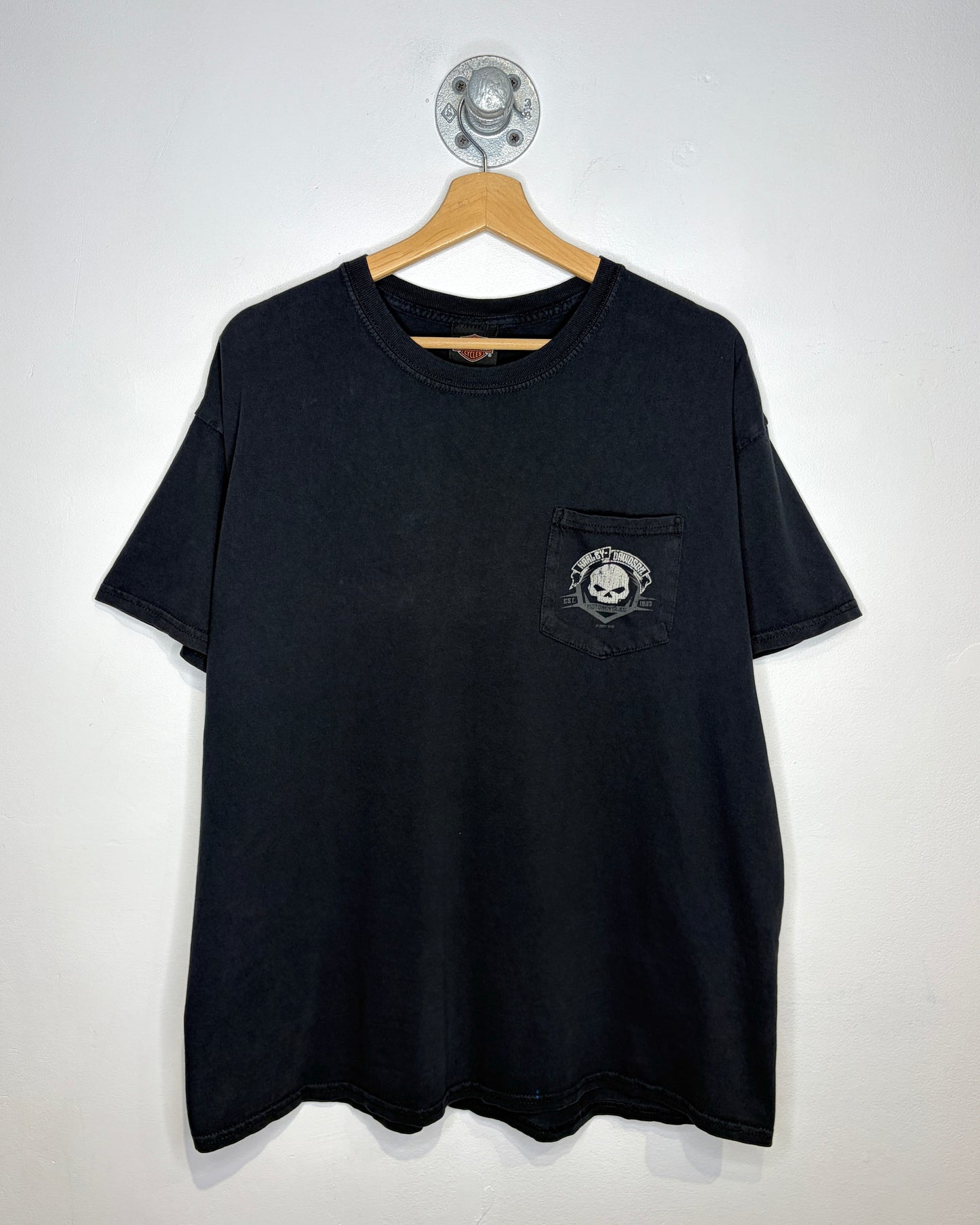 Harley Davidson Napoleon Faded Black Pocket Tee Shirt