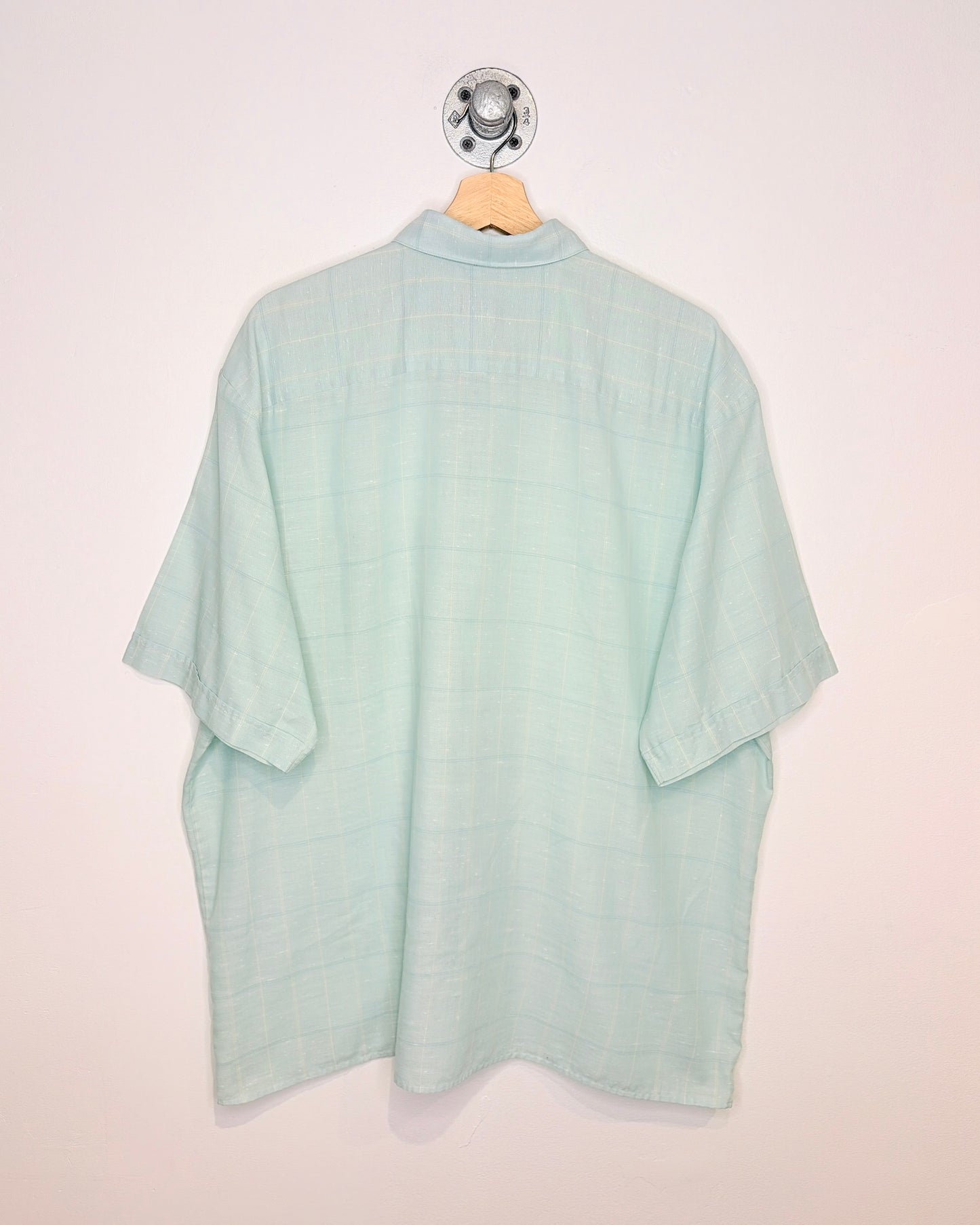 Vintage 70s/80s Mark’s Paper Thin Teal Short Sleeve Button Up