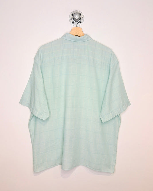 Vintage 70s/80s Mark’s Paper Thin Teal Short Sleeve Button Up