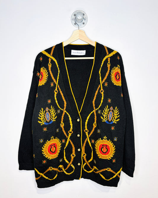 Vintage 1980s Norton McNaughton Speckle Detailed Black Cardigan