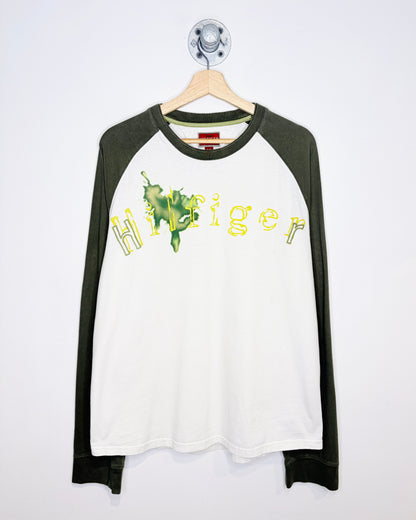 2000s Tommy Hilfiger TwoTone White & Green Longsleeve Shirt