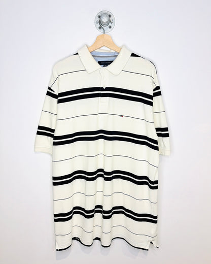 2010s Tommy Hilfiger White And Navy Polo Shirt