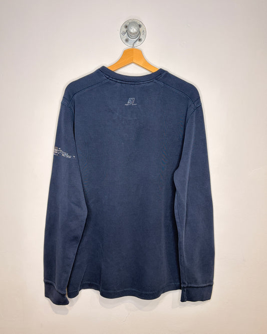 2000s Y2K Point Zero Ribbed Navy Henley Longsleeve