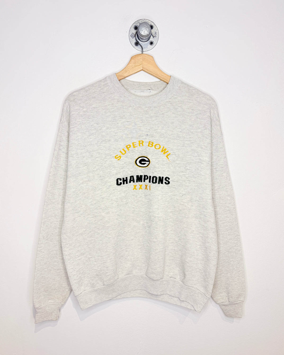 Vintage 1997 Green Bay Packers Super Bowl Champions Ash Grey Crewneck Sweatshirt