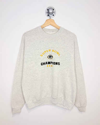 Vintage 1997 Green Bay Packers Super Bowl Champions Ash Grey Crewneck Sweatshirt