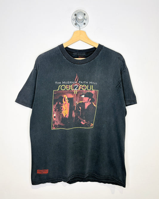 Vintage 2006 Tim McGraw Faith Hill Faded Black Tee Shirt
