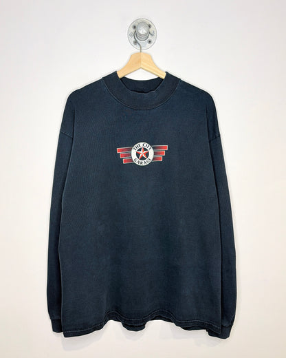 Vintage 90s The City Garage New York Faded Black Mock Neck Longsleeve Shirt