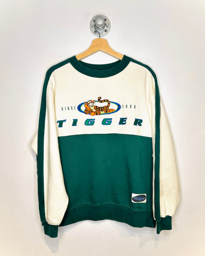 2000s Disney Tigger Two Tone Green & White Crewneck Sweatshirt