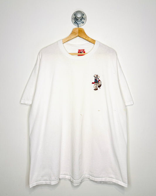 Vintage 90s Disney Goofy Cowboy Distressed White Tee Shirt