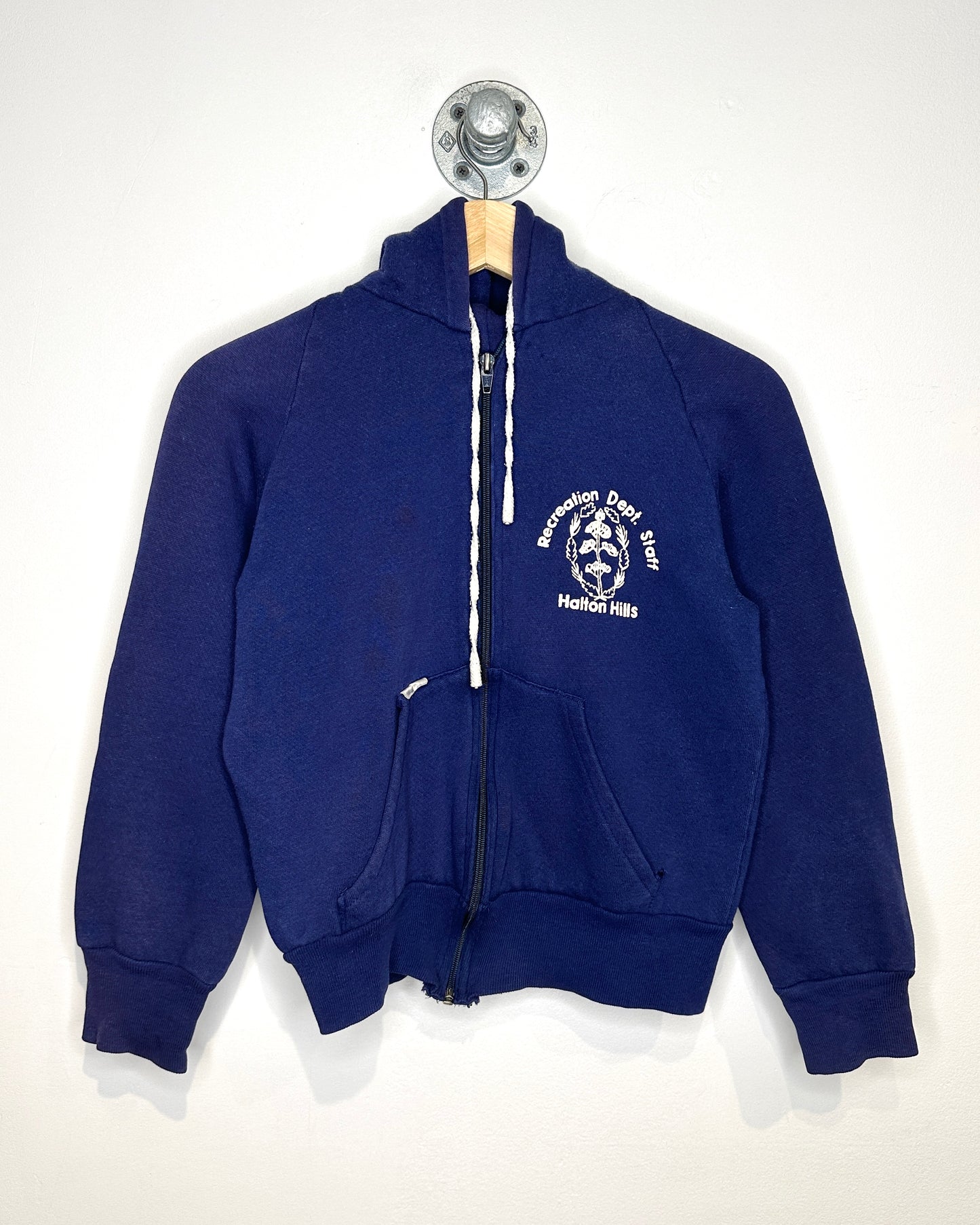 Vintage 70s Hamilton Hills Navy Raglan Zip Up Hoodie
