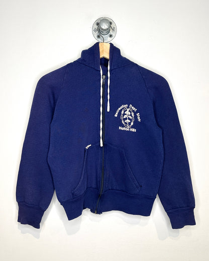 Vintage 70s Hamilton Hills Navy Raglan Zip Up Hoodie