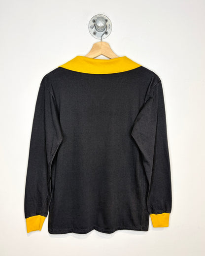 Vintage 80s Cougars TwoTone Black & Yellow Collared Longsleeve Shirt