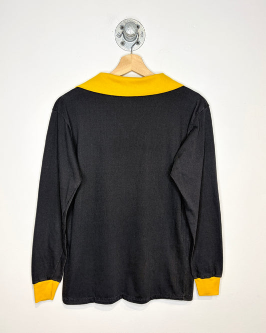 Vintage 80s Cougars TwoTone Black & Yellow Collared Longsleeve Shirt