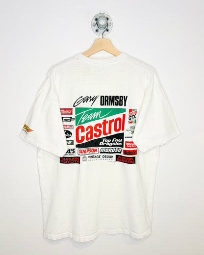 Vintage 1991 Gary Ormsby Winston Champion Castrol White Tee Shirt