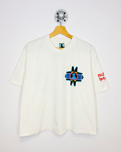 Vintage 90s Public Image Boxy & Cropped Fit White Tee Shirt