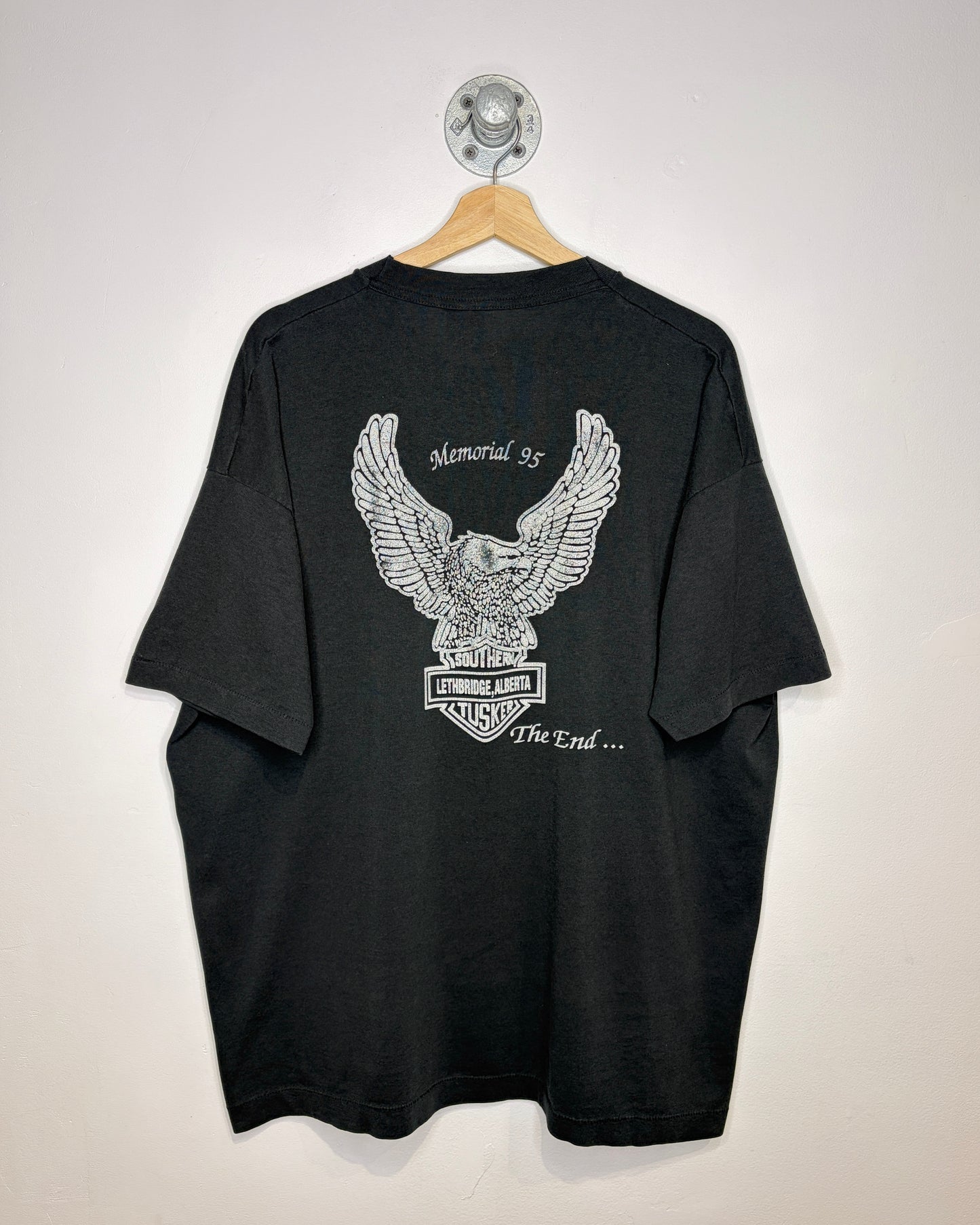 Vintage 1995 Southern Tusker Lethbridge Black Biker Tee Shirt