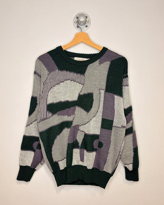 Vintage Club International Abstract Patterned Knit Sweater