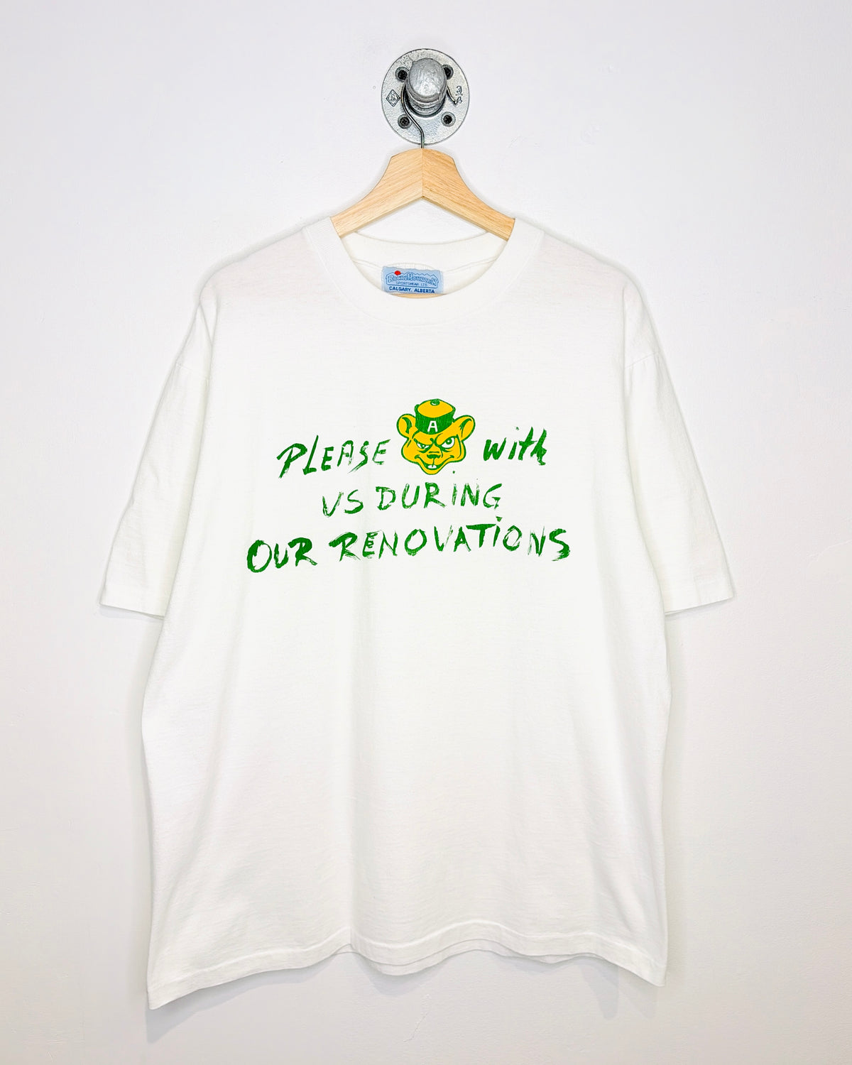 Vintage Early 1990s U Of A Renovations Golden Bears White Tee Shirt