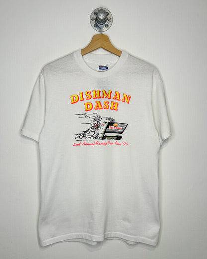 Vintage 1990 Dishman Dash White Tee Shirt