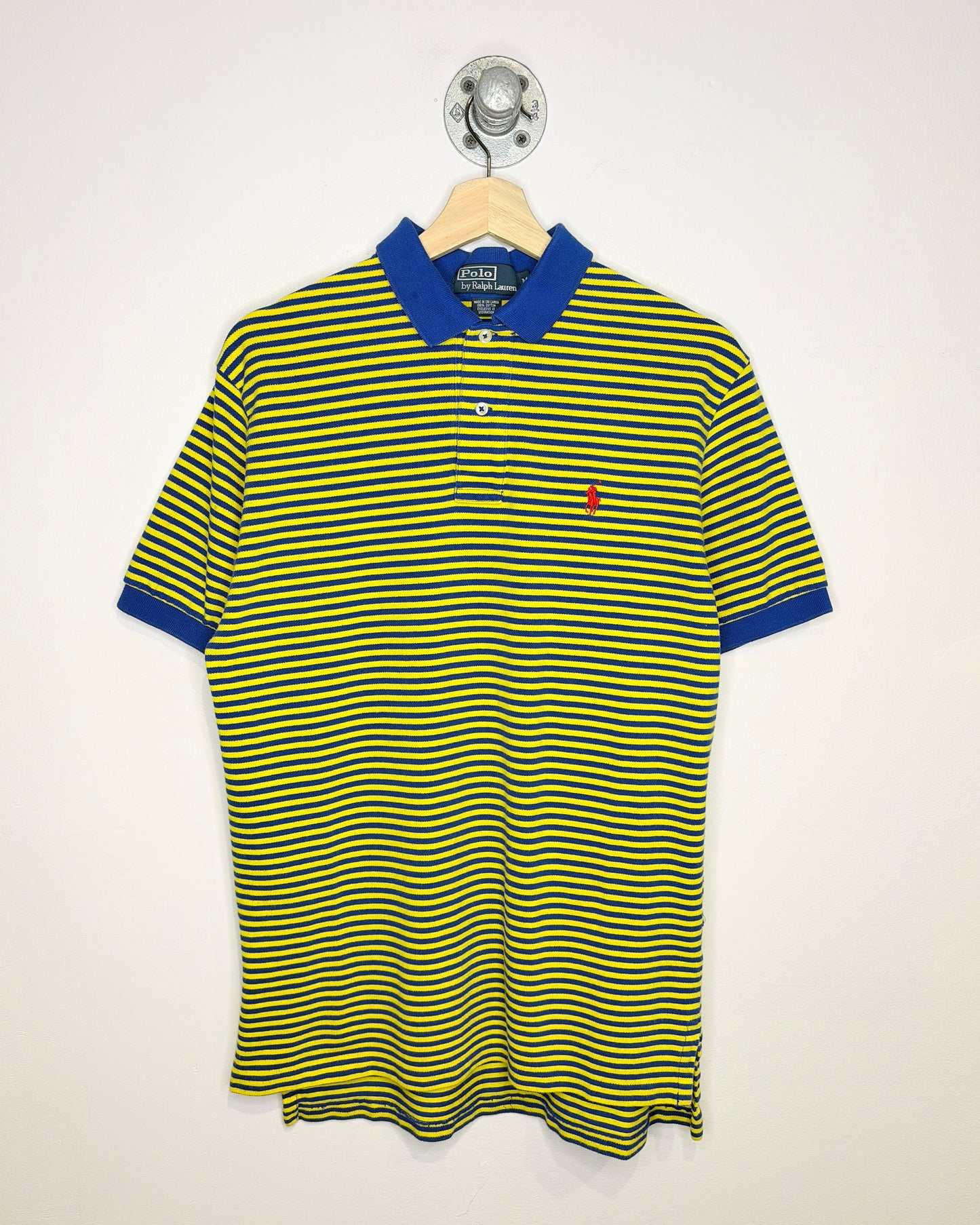 2000s Polo Ralph Lauren Blue & Yellow Striped Polo Shirt