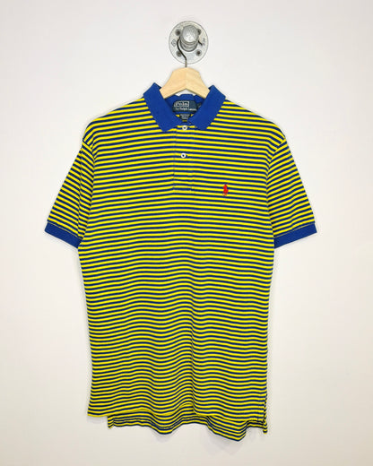 2000s Polo Ralph Lauren Blue & Yellow Striped Polo Shirt