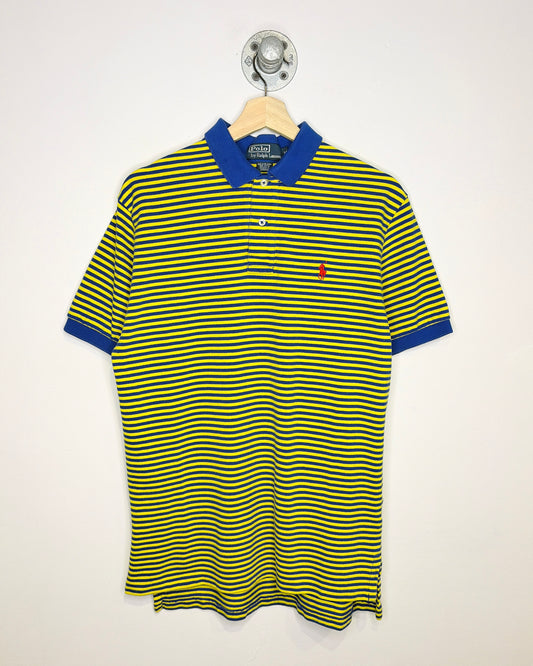 2000s Polo Ralph Lauren Blue & Yellow Striped Polo Shirt