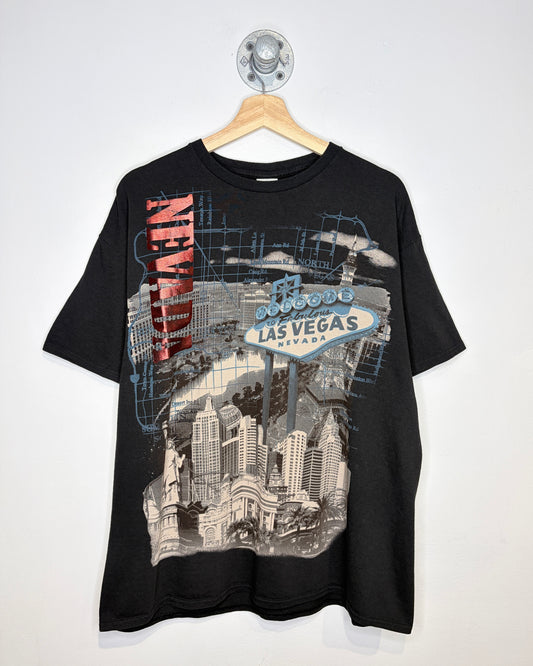 2000s Las Vegas Strip AOP Black Tee Shirt