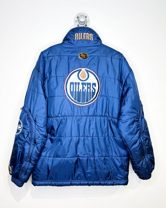 Vintage 90s Puma Edmonton Oilers Navy Blue Puffer Jacket