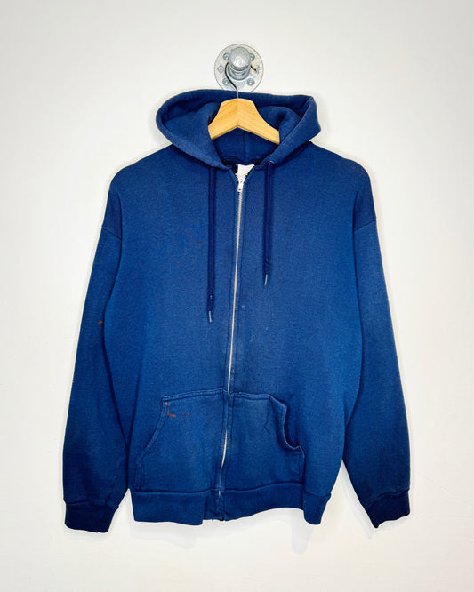 Vintage Blank Navy Blue Zip Up Hoodie