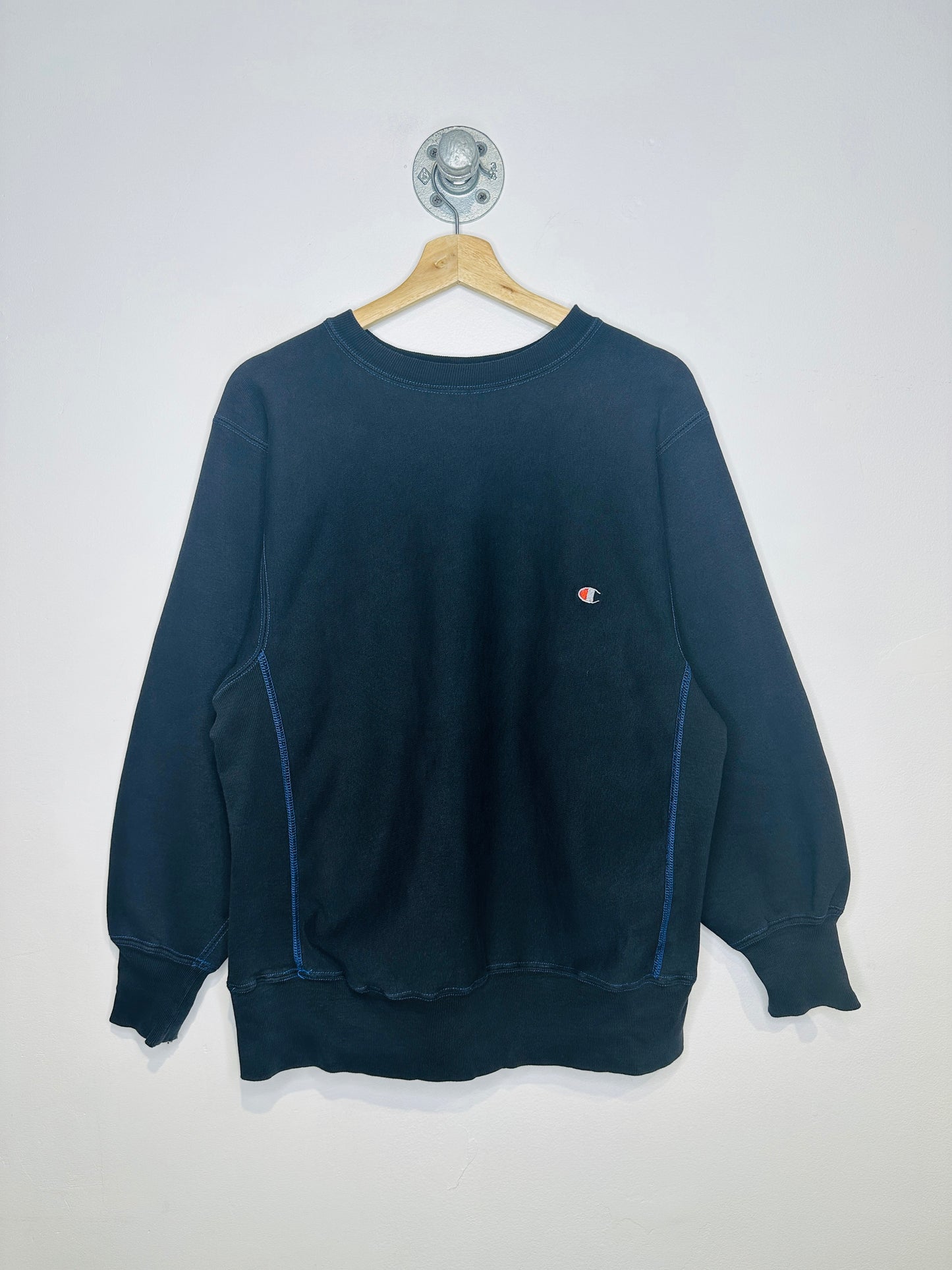 Champion Black W/ Blue Stitching Crewneck Sweatshirt