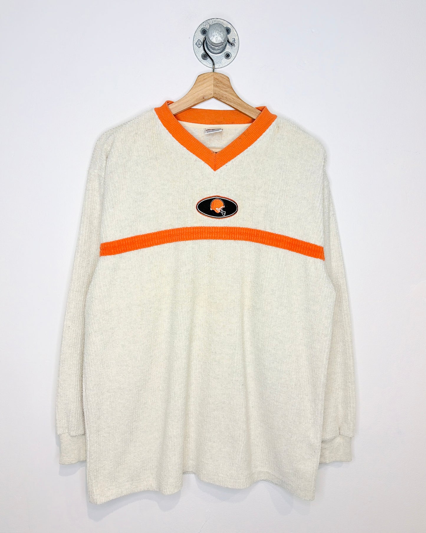 Vintage Cleveland Browns Terry Cloth Tan V-Neck Sweatshirt