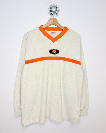 Vintage Cleveland Browns Terry Cloth Tan V-Neck Sweatshirt