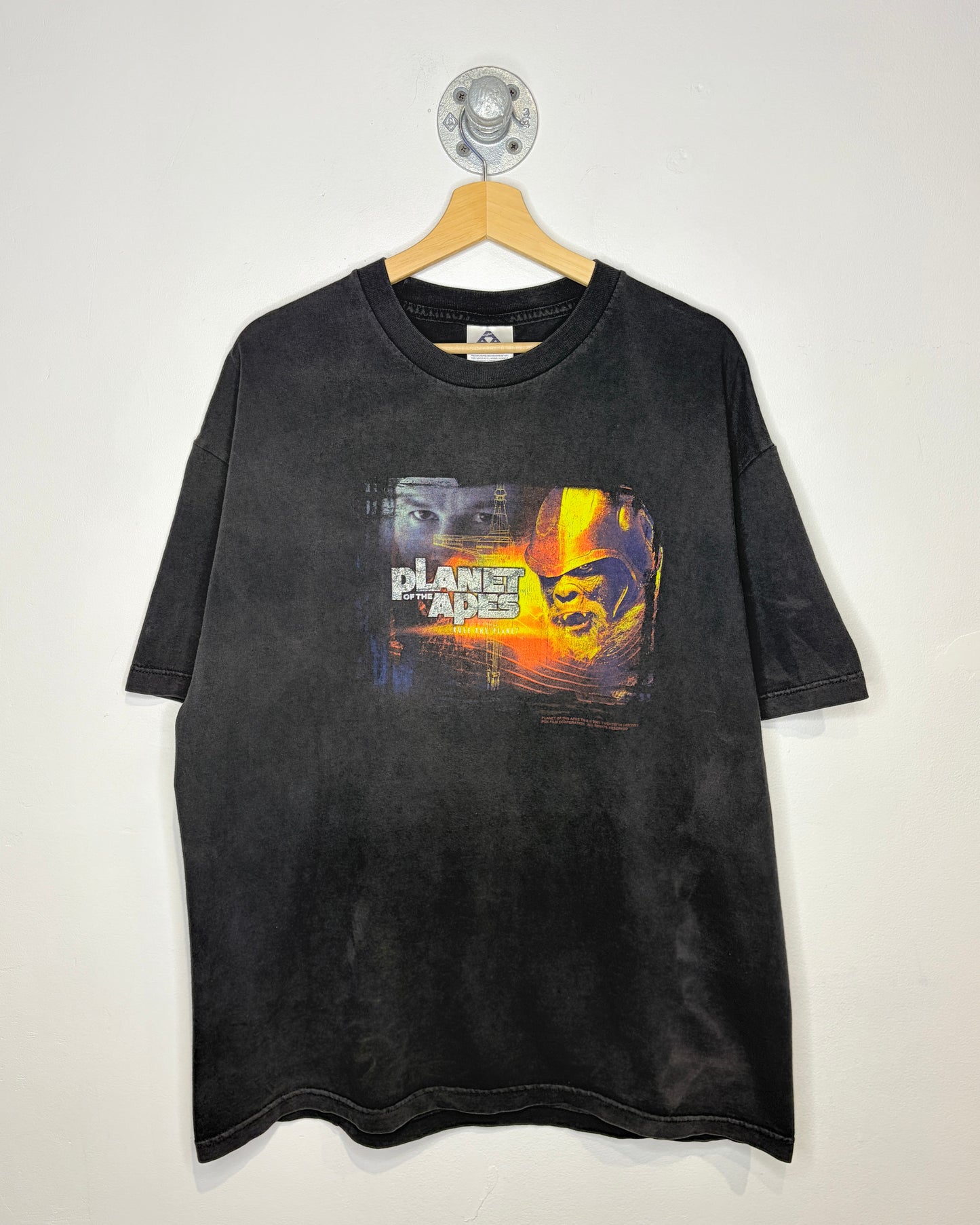 Vintage 2001 Planet Of The Apes Promo Faded Black Tee Shirt