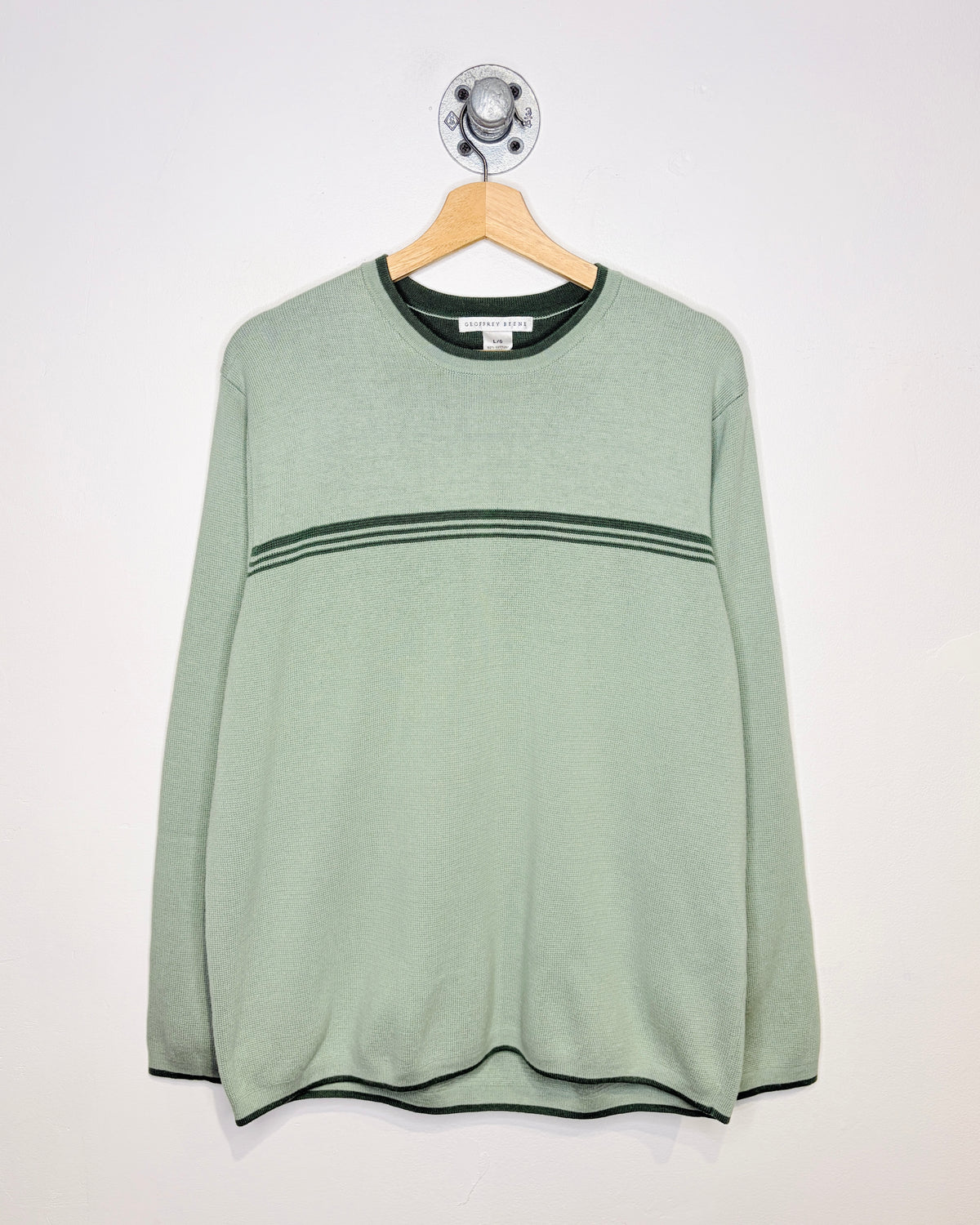 Vintage 90s Geoffrey Beene Mint Green TwoTone Sweater