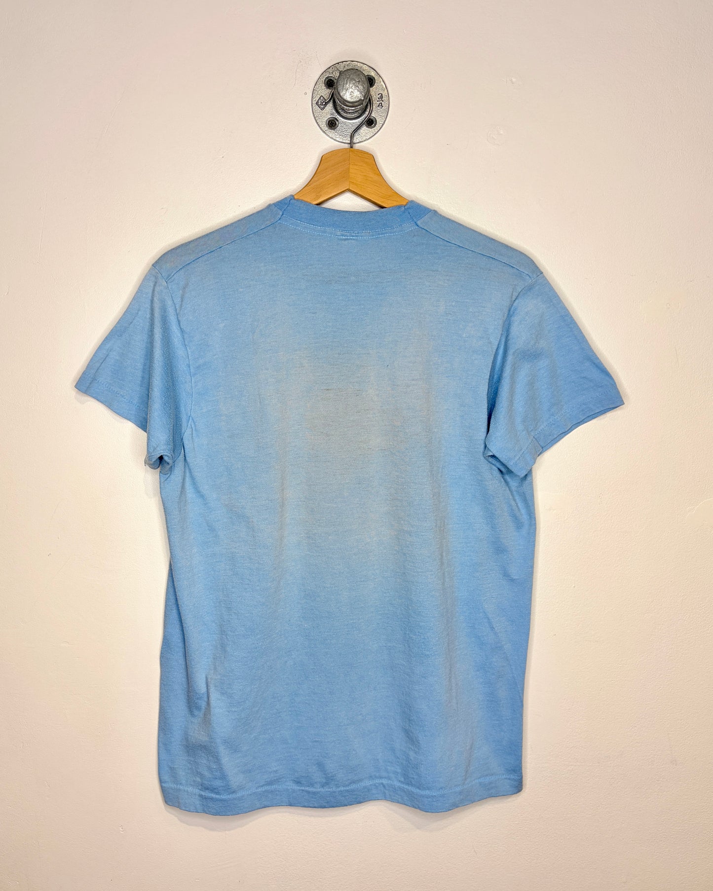 Vintage 1986 Come Sail Away Paper Thin Light Blue Tee Shirt