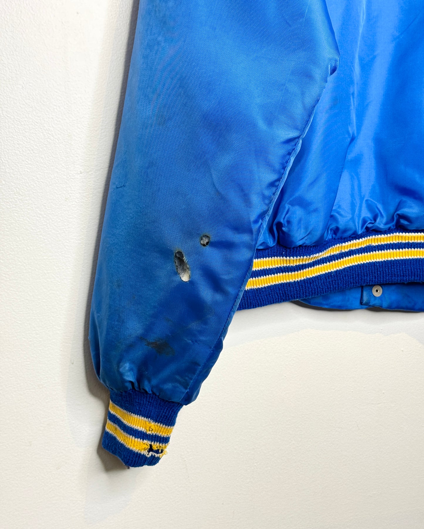 Vintage 90s Slo-Pitch Softball Blue Nylon Varsity Jacket