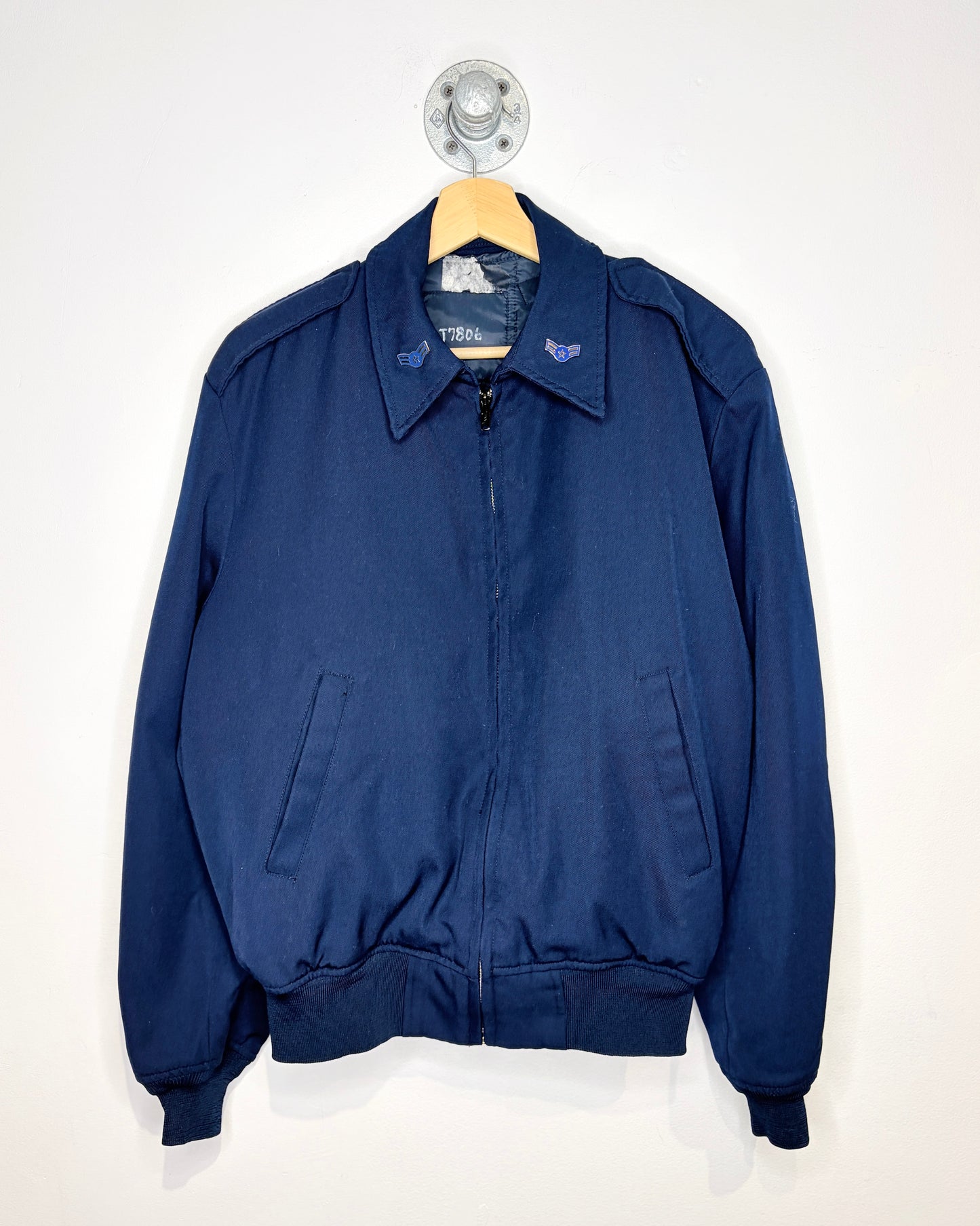 Vintage 90s Air Force Navy Blue Lined Bomber Jacket