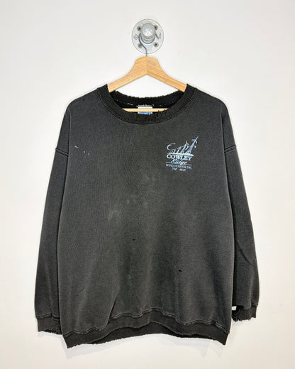 Vintage Cowley Ridge Thrashed & Faded Black Crewneck Sweatshirt