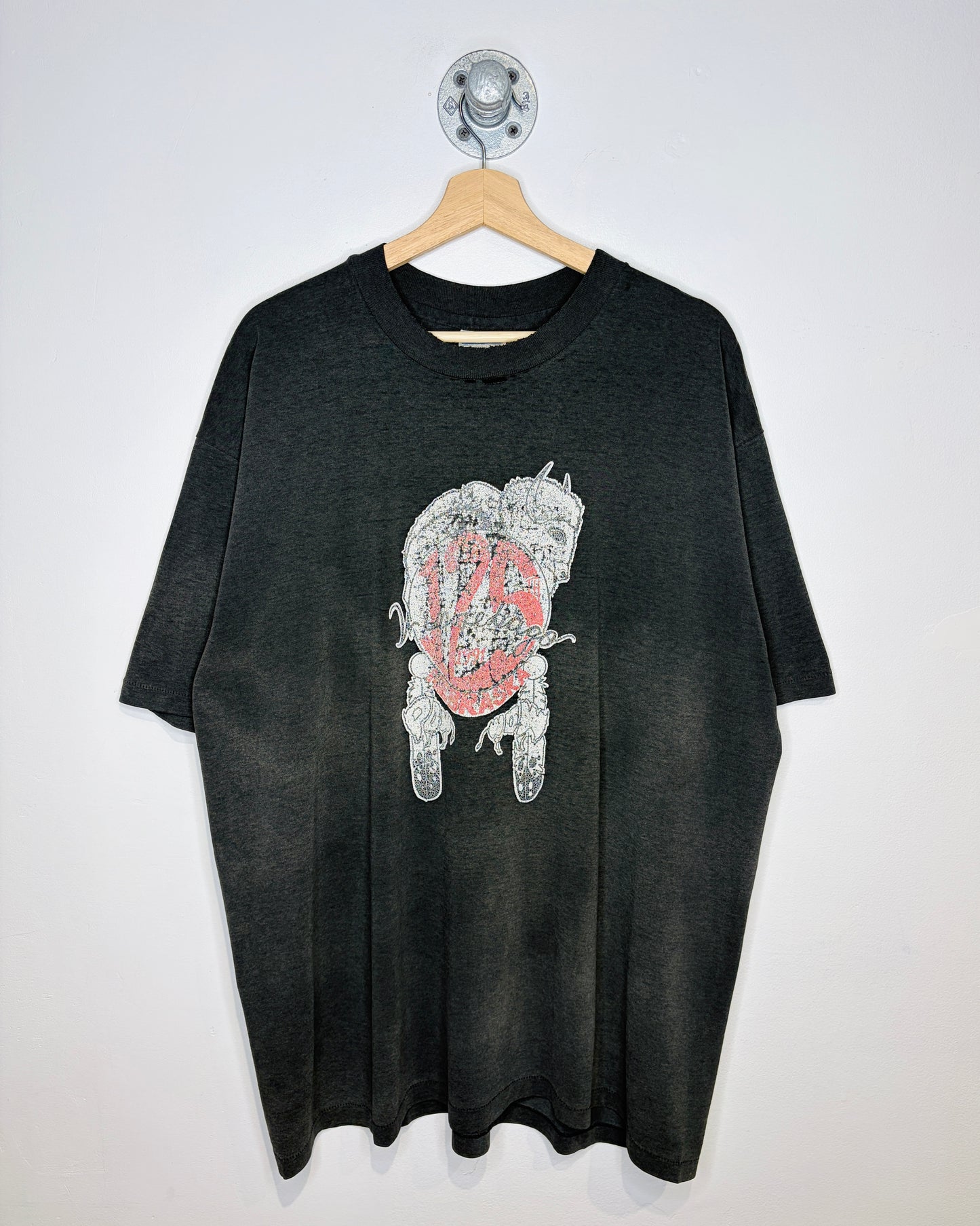 Vintage 90s Nebraska Pow Wow Distressed Black Tee Shirt
