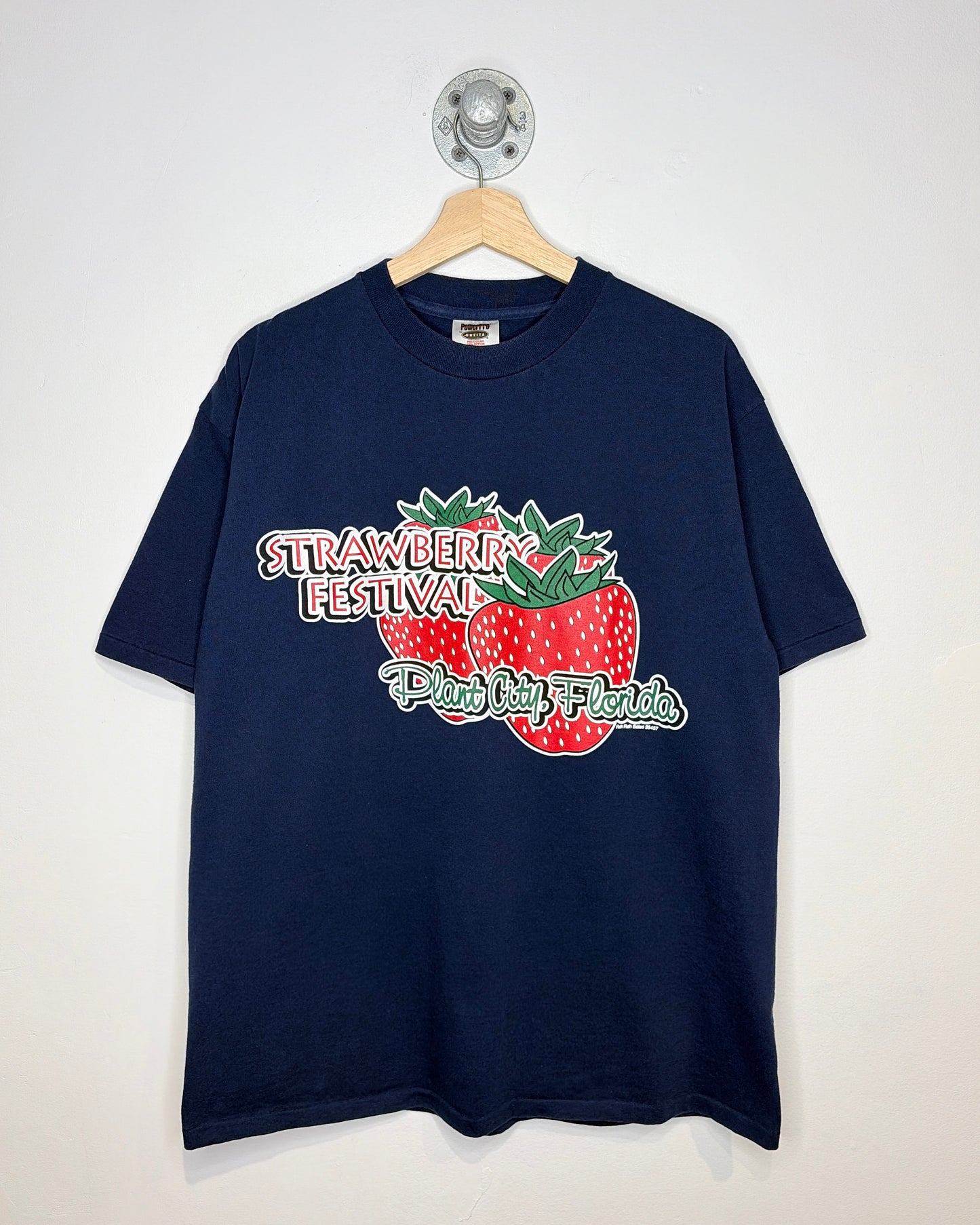 Vintage 90s Strawberry Festival Navy Blue Tee Shirt