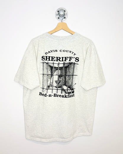 Vintage 90s Davis County Bed N Breakfast Ash Grey Tee Shirt