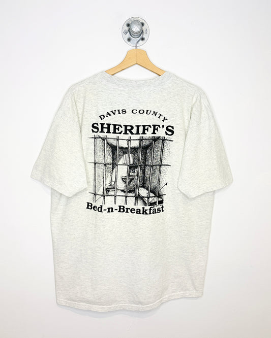 Vintage 90s Davis County Bed N Breakfast Ash Grey Tee Shirt