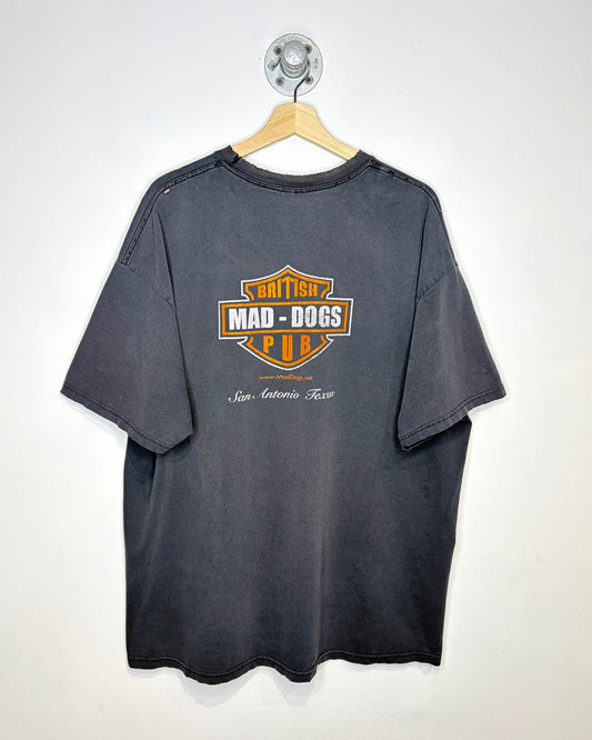 Vintage Mad Dogs British Pub Faded & Distressed Black Tee Shirt