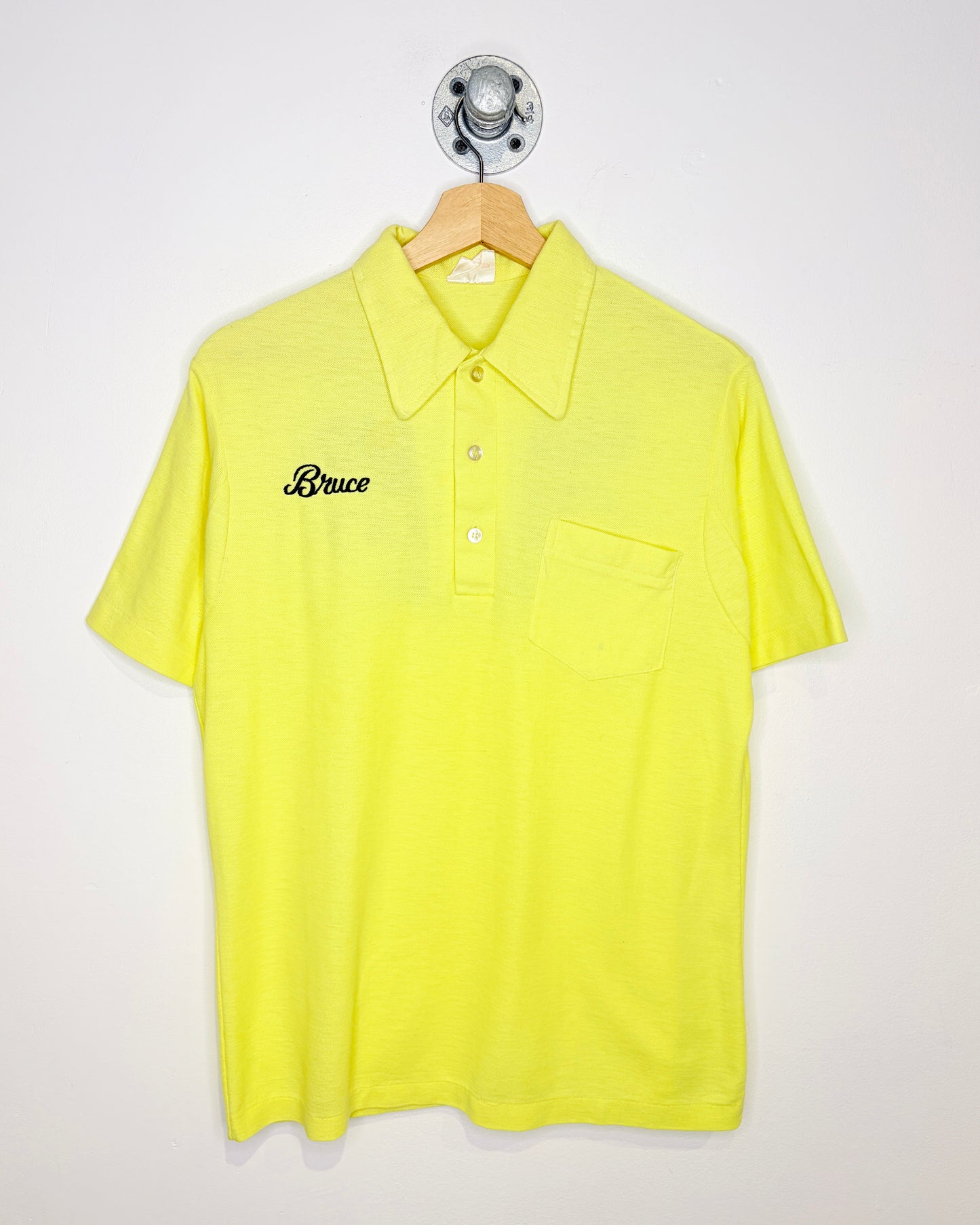 Vintage 70s Nostalgia Car Club Butter Yellow Polo Shirt