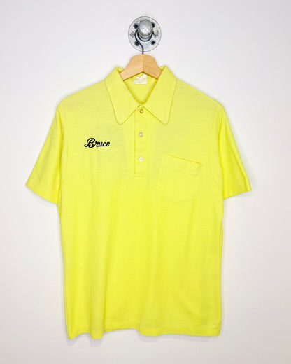 Vintage 70s Nostalgia Car Club Butter Yellow Polo Shirt
